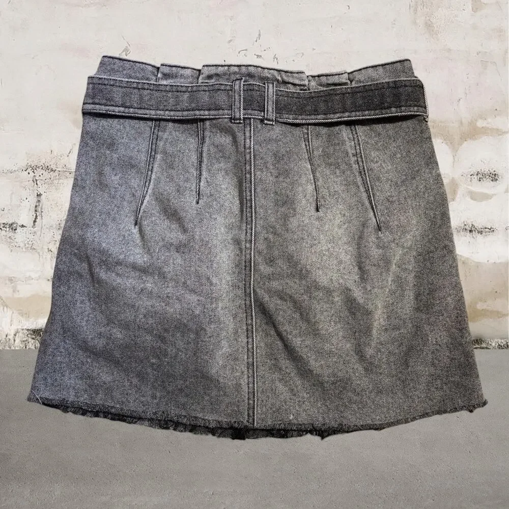 Free People East Of Eden Washed Black Grey Denim Mini Skirt Size 29
